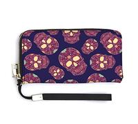 Melbrakin Day of The Dead Skulls Women's Wristlet Wallet Large Capacity Wallets for Ladies Long Clutch Bags Printed PU Handbag with Zipper