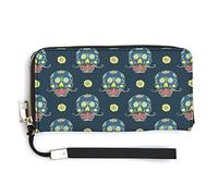 Melbrakin Day of The Dead Sugar Skulls Women's Wristlet Wallet Large Capacity Wallets for Ladies Long Clutch Bags Printed PU Handbag with Zipper