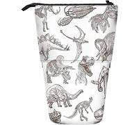 Melbrakin Dinosaur Telescopic Pencil Stationery Case Pens Storage Box with Zipper Closure for Women Men Boys Girls Sketch Bones Fossils Mammoth Stegosaurus Trilobite Ancient Animal