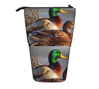 Melbrakin Duck On The Water Painting Pencil Case,Stand Pencil Pouch,Telescopic Pencil Case Stand Pencil Holder Pen Bag