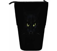 Melbrakin Eyes Telescopic Pencil Stationery Case Pens Storage Box with Zipper Closure for Women Men Boys Girls Dark Cat Animal Wildlife Domesticated Cool Mystery Fear Feline Kitten Pet