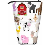 Melbrakin Farm Animals and Barn Telescopic Pencil Stationery Case Pens Storage Box with Zipper Closure for Women Men Boys Girls Goat Lamb Chick Horse Cow Donkey Duck Rabbit Pig