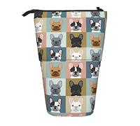 Melbrakin French Bulldog Portraits Pattern Dog Pencil Case,Stand Pencil Pouch,Telescopic Pencil Case Stand Pencil Holder Pen Bag