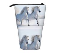 Melbrakin Galloping Rare Spotted Horses Pencil Case,Stand Pencil Pouch,Telescopic Pencil Case Stand Pencil Holder Pen Bag