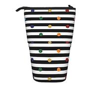 Melbrakin Glitter Rainbow Polka Dot Stripe Black and White Telescopic Pencil Case Pen Holder Telescopic Pencil Pouch Bag Stationery, for School Office, Christmas2, One Size, Bag Organiser