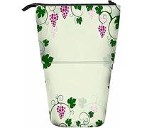 Melbrakin Grape Vines Telescopic Pencil Stationery Case Pens Storage Box with Zipper Closure for Women Men Boys Girls Berry Fruit Green Leaf Purple Grape Summer Vine Elegance Garden