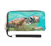 Melbrakin Green Sea Turtle Clear Waters Women's Wristlet Wallet Large Capacity Wallets for Ladies Long Clutch Bags Printed PU Handbag with Zipper