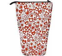 Melbrakin Heart Telescopic Pencil Stationery Case Pens Storage Box with Zipper Closure for Women Men Boys Girls I Love You Betrothal Celebration Cute Honeymoon Hot Regular Repeat