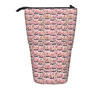 Melbrakin Holstein Floral Cattle Cow Farm Animal Floral Pink Pencil Case,Stand Pencil Pouch,Telescopic Pencil Case Stand Pencil Holder Pen Bag