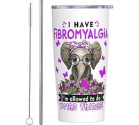 Melbrakin I Have Fibromyalgia Awareness Stainless Steel Vacuum Insulated Tumbler 20oz Coffee Cups Travel Mug Water Cup