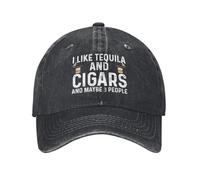 Melbrakin I Like Tequila and Cigars and Maybe 3 People Hat for Men Baseball Hat Graphic Caps Black