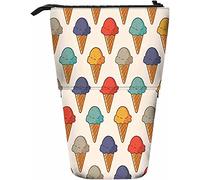 Melbrakin Ice Cream Telescopic Pencil Stationery Case Pens Storage Box with Zipper Closure for Women Men Boys Girls Colorful Cartoon Cute Cone Dessert Flavor Food Gelato Snack Sweet