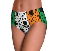 Melbrakin Irish Flag St.patrick's Day Women's Underwear Stretch Mid Waisted Briefs Ladies Comfortable Breathable Panties for Women
