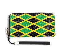 Melbrakin Jamaica Jamaican Flag Caribbean Women's Wristlet Wallet Large Capacity Wallets for Ladies Long Clutch Bags Printed PU Handbag with Zipper
