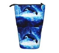 Melbrakin Killer Whale Orca Pencil Case,Stand Pencil Pouch,Telescopic Pencil Case Stand Pencil Holder Pen Bag