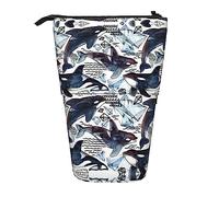 Melbrakin Killer Whale Telescopic Pencil Case Pen Holder Telescopic Pencil Pouch Bag Stationery, for School Office, Christmas2, One Size, Bag Organiser