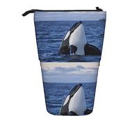 Melbrakin Killer Whales Orca Pencil Case,Stand Pencil Pouch,Telescopic Pencil Case Stand Pencil Holder Pen Bag
