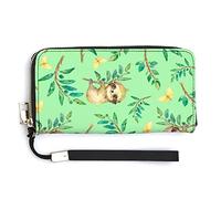 Melbrakin Lovely Little Sloths Hanging on the Tree Women's Wristlet Wallet Large Capacity Wallets for Ladies Long Clutch Bags Printed PU Handbag with Zipper