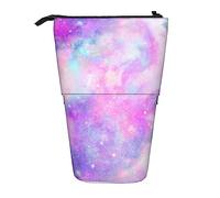 Melbrakin Marbled Galaxy Pink Purple Pencil Case,Stand Pencil Pouch,Telescopic Pencil Case Stand Pencil Holder Pen Bag