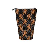 Melbrakin Medieval Gold Lions Telescopic Pencil Case Stand-Up Organizer Cosmetics Pouch Makeup Bag Stationery Pen Case