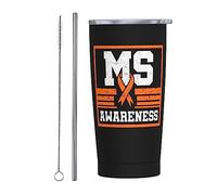 Melbrakin Multiple Sclerosis Ms Awareness Stainless Steel Skinny Tumbler Travel Cup 20 Oz Double Wall Slim Insulated Coffee Mug with Splash Proof Lid & Straw & Cleaning Brush for Home Office