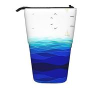 Melbrakin Ocean Sailboat with Birds Maritime Telescopic Pencil Case Pen Holder Telescopic Pencil Pouch Bag Stationery, for School Office, Christmas2, One Size, Bag Organiser
