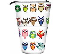Melbrakin Owl Telescopic Pencil Stationery Case Pens Storage Box with Zipper Closure for Women Men Boys Girls Bird Funny Cute Cartoon Collage Fly Animal Adorable Colorful Comic Happy