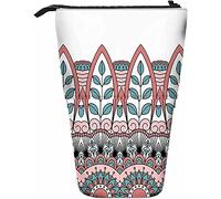 Melbrakin Paisley Pattern Telescopic Pencil Stationery Case Pens Storage Box with Zipper Closure for Women Men Boys Girls Blossom Ethnic Flower Lacy Leaf Colorful