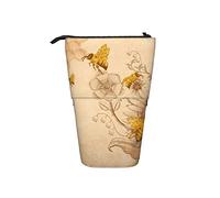 Melbrakin Pencil Case Country Sunflower Bee Farmhouse Retro Pen Telescopic Holder Stationery Storage Stand Pouch School Supplies for Student Artist Office Nurse