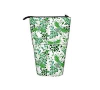 Melbrakin Pencil Case Green Botanical Leaf Bee Pen Telescopic Holder Stationery Storage Stand Pouch School Supplies for Student Artist Office Nurse