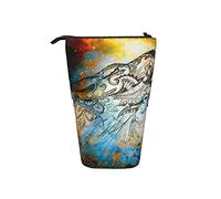 Melbrakin Pencil Case Magic Space Pattern of Wolf Fire Pen Telescopic Holder Stationery Storage Stand Pouch School Supplies for Student Artist Office Nurse