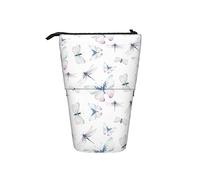 Melbrakin Pencil Case Pastel Butterfly Dragonfly Insect Pen Telescopic Holder Stationery Storage Stand Pouch School Supplies for Student Artist Office Nurse