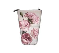 Melbrakin Pencil Case Pink Carnation Flower Floral Pen Telescopic Holder Stationery Storage Stand Pouch School Supplies for Student Artist Office Nurse