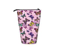 Melbrakin Pencil Case Purple Butterfly Insect Pen Telescopic Holder Stationery Storage Stand Pouch School Supplies for Student Artist Office Nurse