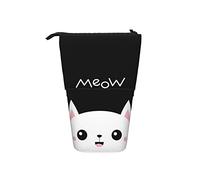 Melbrakin Pencil Case White Kitten Funny Cat Pen Telescopic Holder Stationery Storage Stand Pouch School Supplies for Student Artist Office Nurse