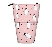 Melbrakin Penguins Stars Sea Bird Pencil Case,Stand Pencil Pouch,Telescopic Pencil Case Stand Pencil Holder Pen Bag