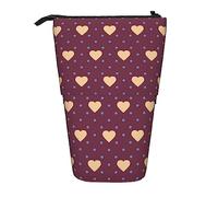 Melbrakin Polka Dot and Heart Maroon Pencil Case,Stand Pencil Pouch,Telescopic Pencil Case Stand Pencil Holder Pen Bag