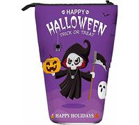 Melbrakin Reaper Telescopic Pencil Stationery Case Pens Storage Box with Zipper Closure for Women Men Boys Girls Bat Happy Halloween Pumpkin Ghost Spider Devil Skull Cartoon Skeleton