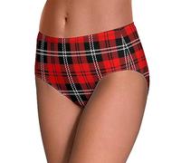 Melbrakin Red Plaid Scottish Checkered Women's Underwear Stretch Mid Waisted Briefs Ladies Comfortable Breathable Panties for Women
