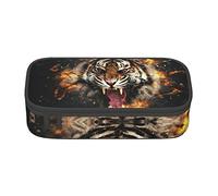 Melbrakin Roaring Tiger Pencil Case Large Capacity for Girls Boys Print Polyester School Office Case