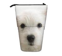 Melbrakin Sad West Highland White Terrier Dog Pencil Case,Stand Pencil Pouch,Telescopic Pencil Case Stand Pencil Holder Pen Bag
