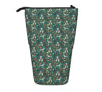 Melbrakin Schnauzer Dog Autumn Leaves Pencil Case,Stand Pencil Pouch,Telescopic Pencil Case Stand Pencil Holder Pen Bag