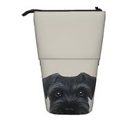 Melbrakin Schnauzer Original Painting Dog Puppy Pencil Case,Stand Pencil Pouch,Telescopic Pencil Case Stand Pencil Holder Pen Bag