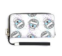 Melbrakin Skull with Headphone and Glasses Women's Wristlet Wallet Large Capacity Wallets for Ladies Long Clutch Bags Printed PU Handbag with Zipper
