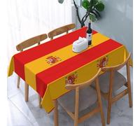 Melbrakin Spanish Flag Table Cloth Waterproof Rectangle Tablecloth Washable Party Table Cover 54x 72 Inch for Celebration Holiday Camping Picnic
