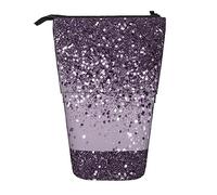Melbrakin Sparkling Lavender Lady Glitter Shiny Decor Art Pencil Case,Stand Pencil Pouch,Telescopic Pencil Case Stand Pencil Holder Pen Bag