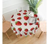 Melbrakin Strawberry Table Cloth Round Table Cover Wrinkle Resistant Waterproof Tablecloth 60 Inch Washable for Kitchen Party Picnic