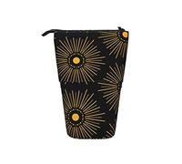 Melbrakin Stylized Sun On Black Nature Element Telescopic Pencil Case Stand-Up Organizer Cosmetics Pouch Makeup Bag Stationery Pen Case