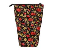 Melbrakin Traditional Russian Khokhloma Pencil Case,Stand Pencil Pouch,Telescopic Pencil Case Stand Pencil Holder Pen Bag