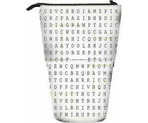 Melbrakin Unified Modeling Language Telescopic Pencil Stationery Case Pens Storage Box with Zipper Closure for Women Men Boys Girls Highlighted Keywords Letter Analysis Cross Word